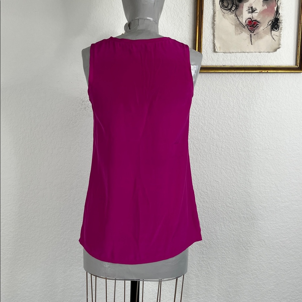 PIAMITA Silk Magenta Pocket Tank Top Blouse - Picture 5 of 7